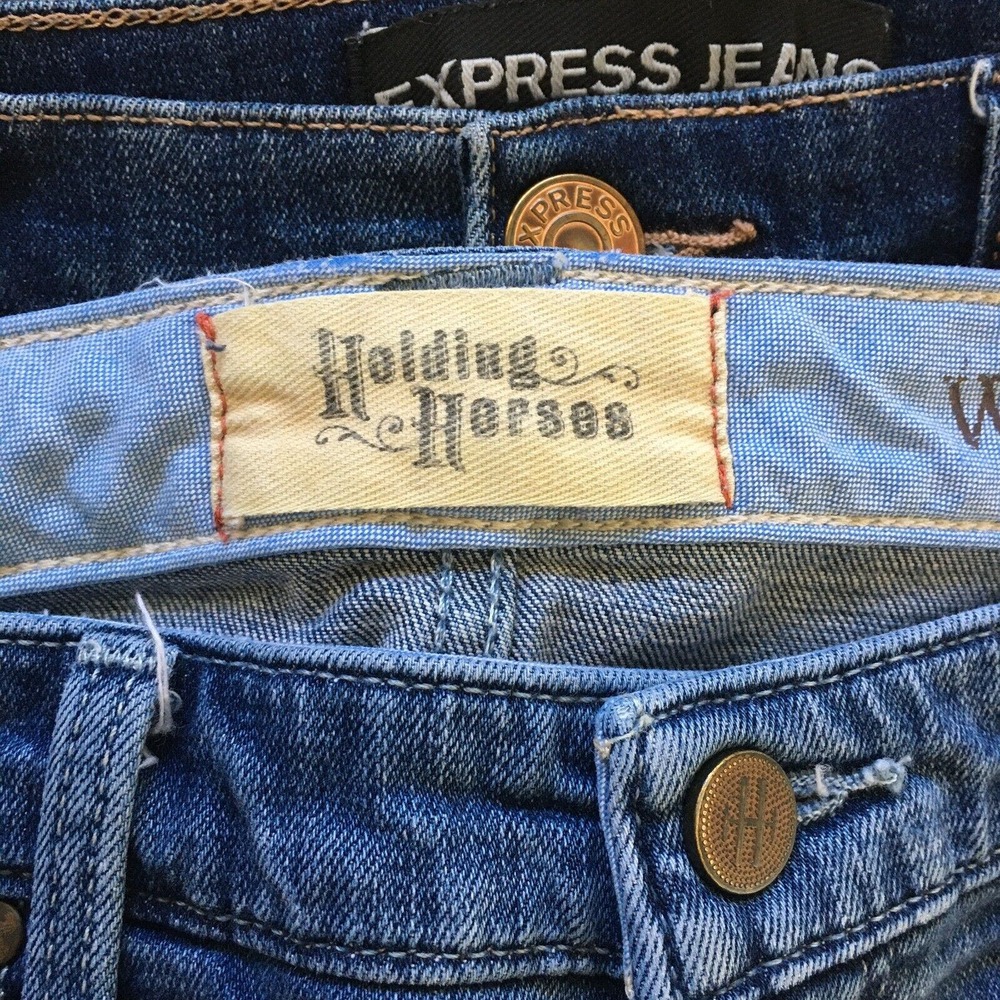 Holding Horses Anthropologie Shorts Womens Sz 26 Blue Mid Rise Cut Off Denim - Picture 2 of 12